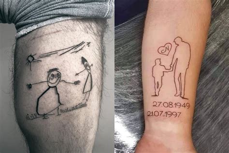 Tatuaggio padre e figlia: stilizzati, simbolici, per mano。